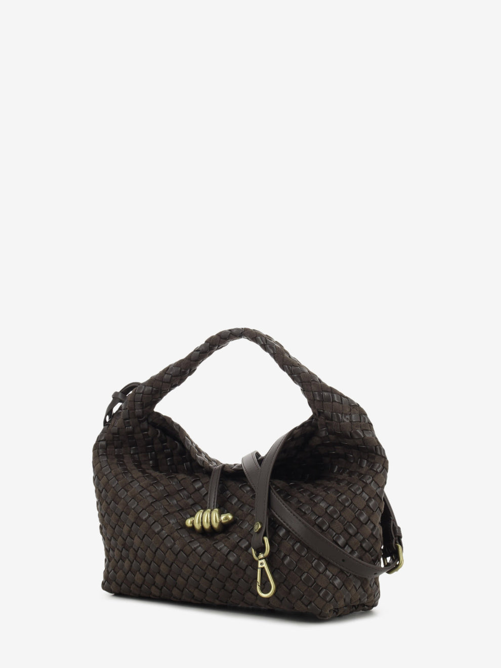 Borsa in pelle e tessuto Aurelie espresso