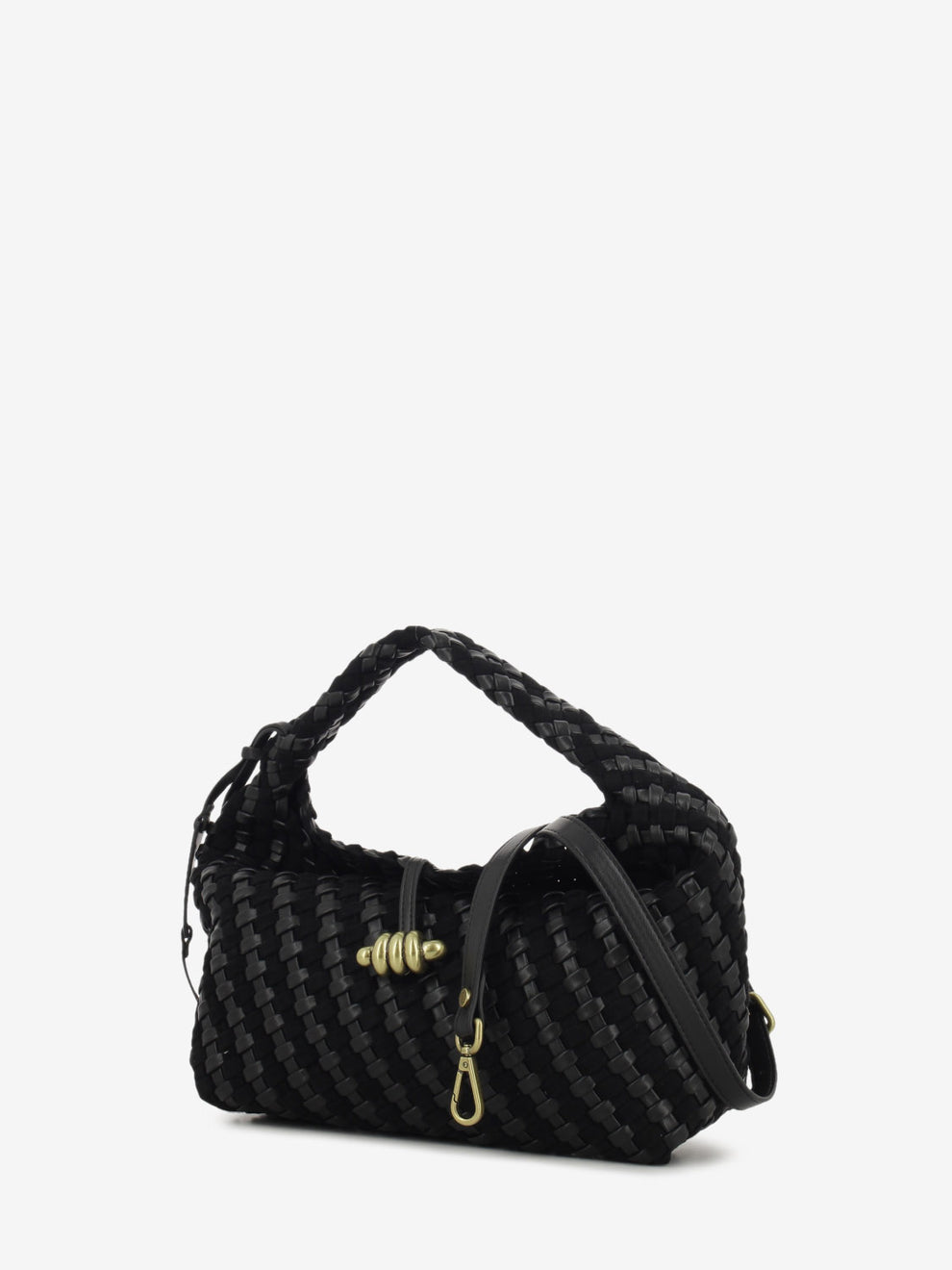 Borsa in pelle e tessuto Aurelie nero