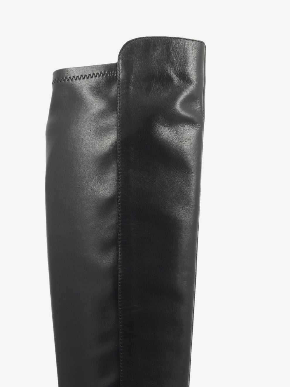Black leather boots with zip