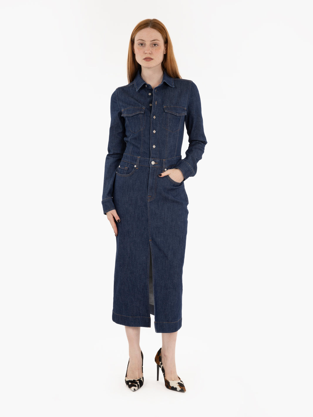 L/S Maxi dress Halona denim scuro
