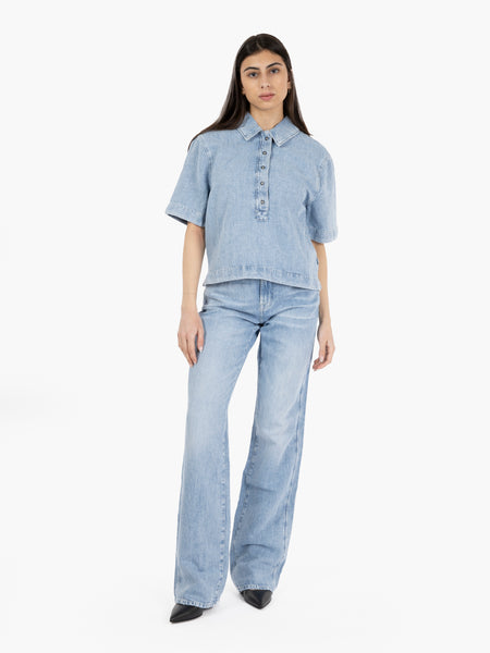 Polo in denim Kansas light blue