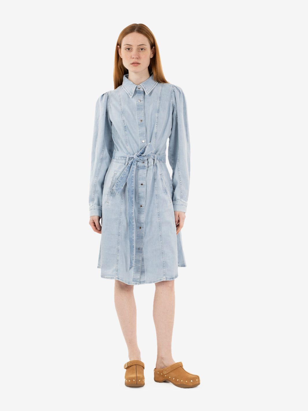 Puff sleevesdress short dewdrop light blue