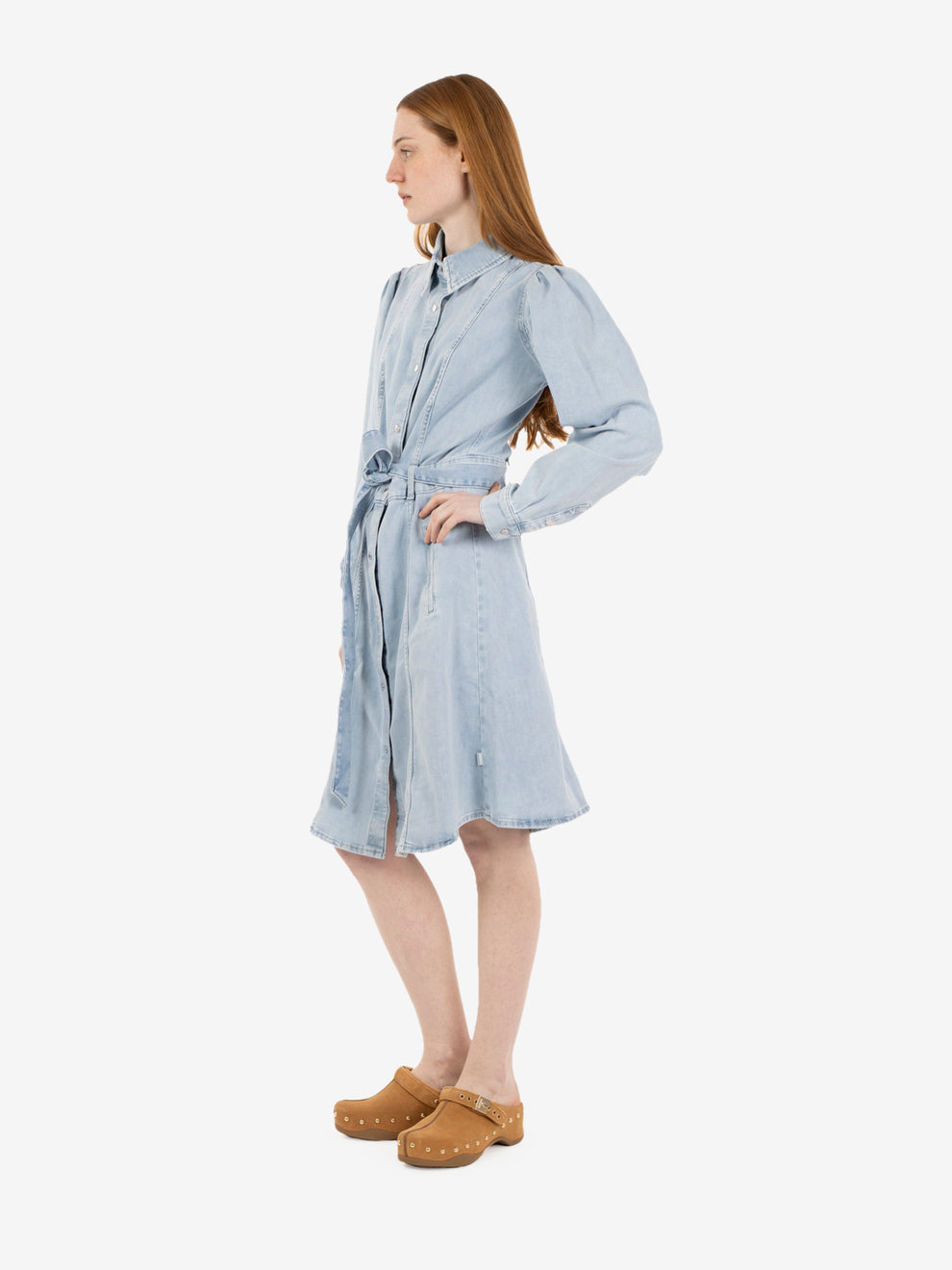 Puff sleevesdress short dewdrop light blue