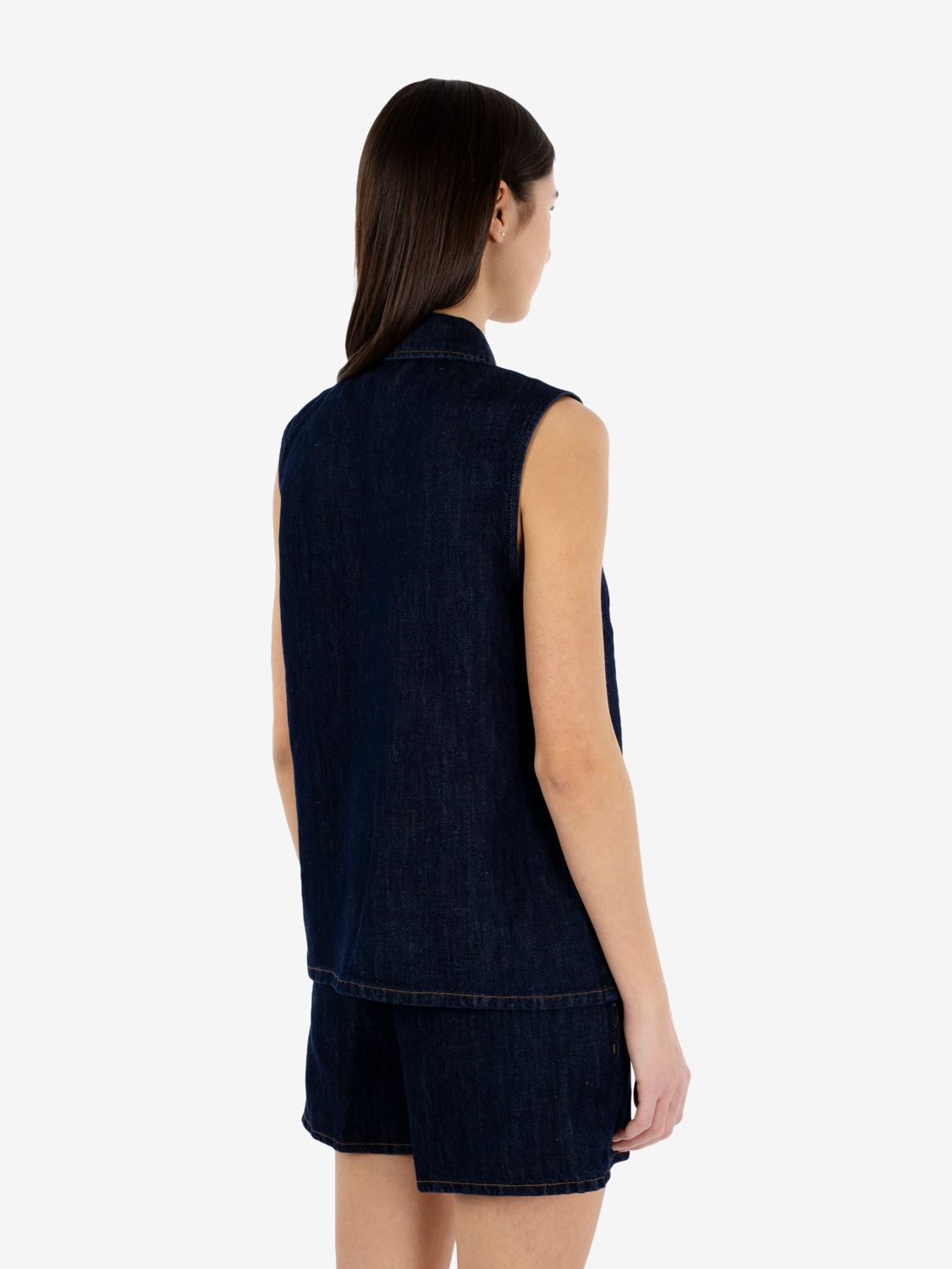 Sleveless shirt blossom dark blue