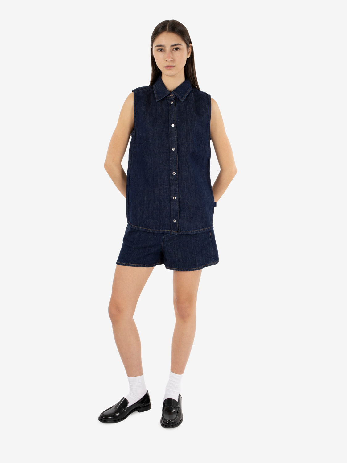 Sleveless shirt blossom dark blue