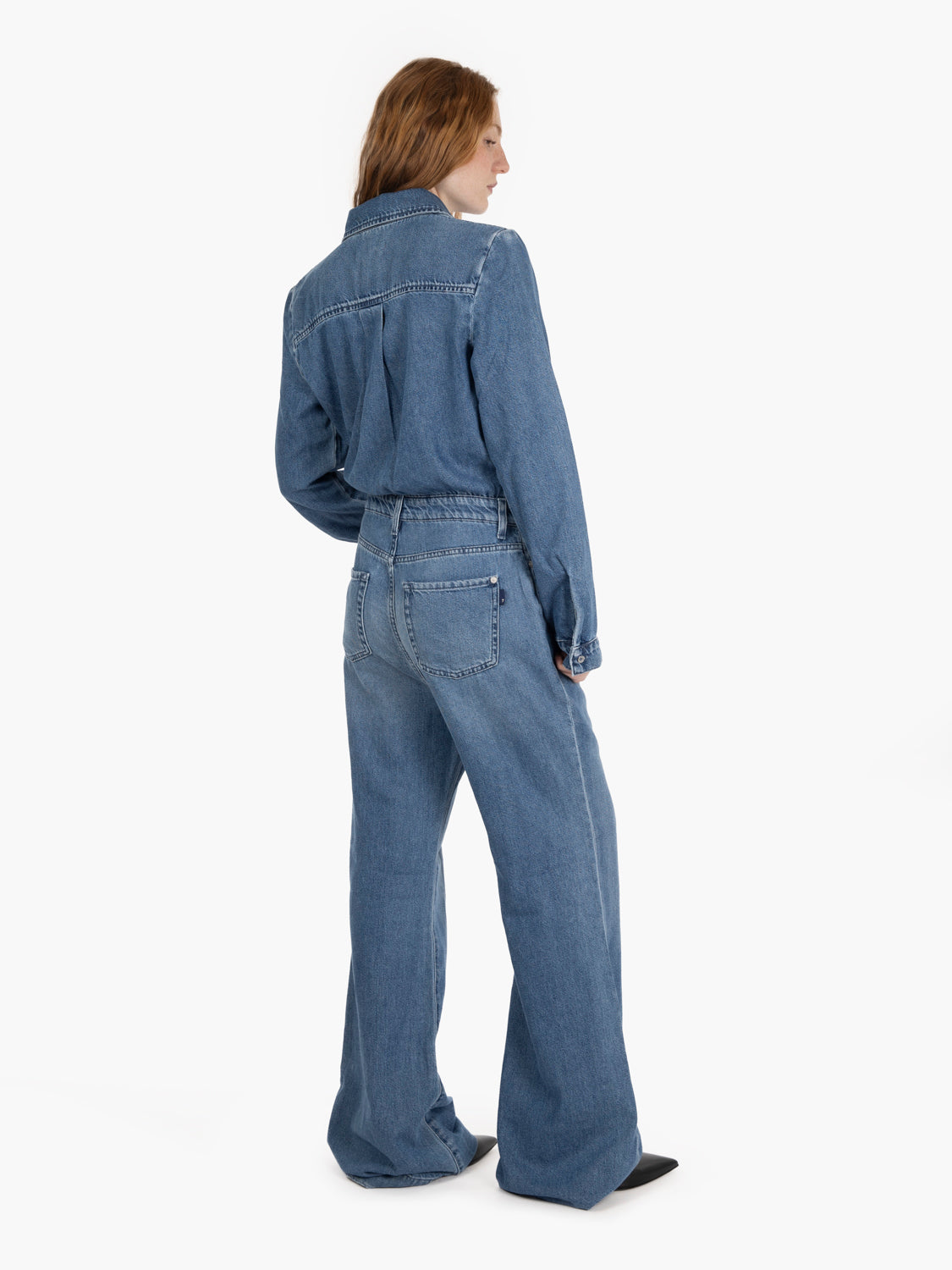 Tailored medium denim Hilo jumpsuit