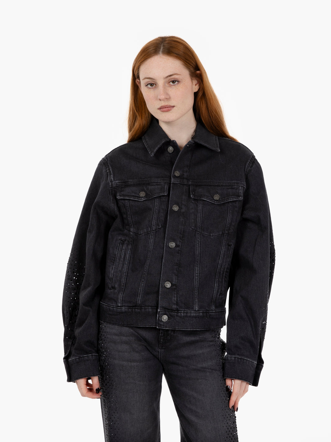 Twisted jacket Thunder storm with black crystals