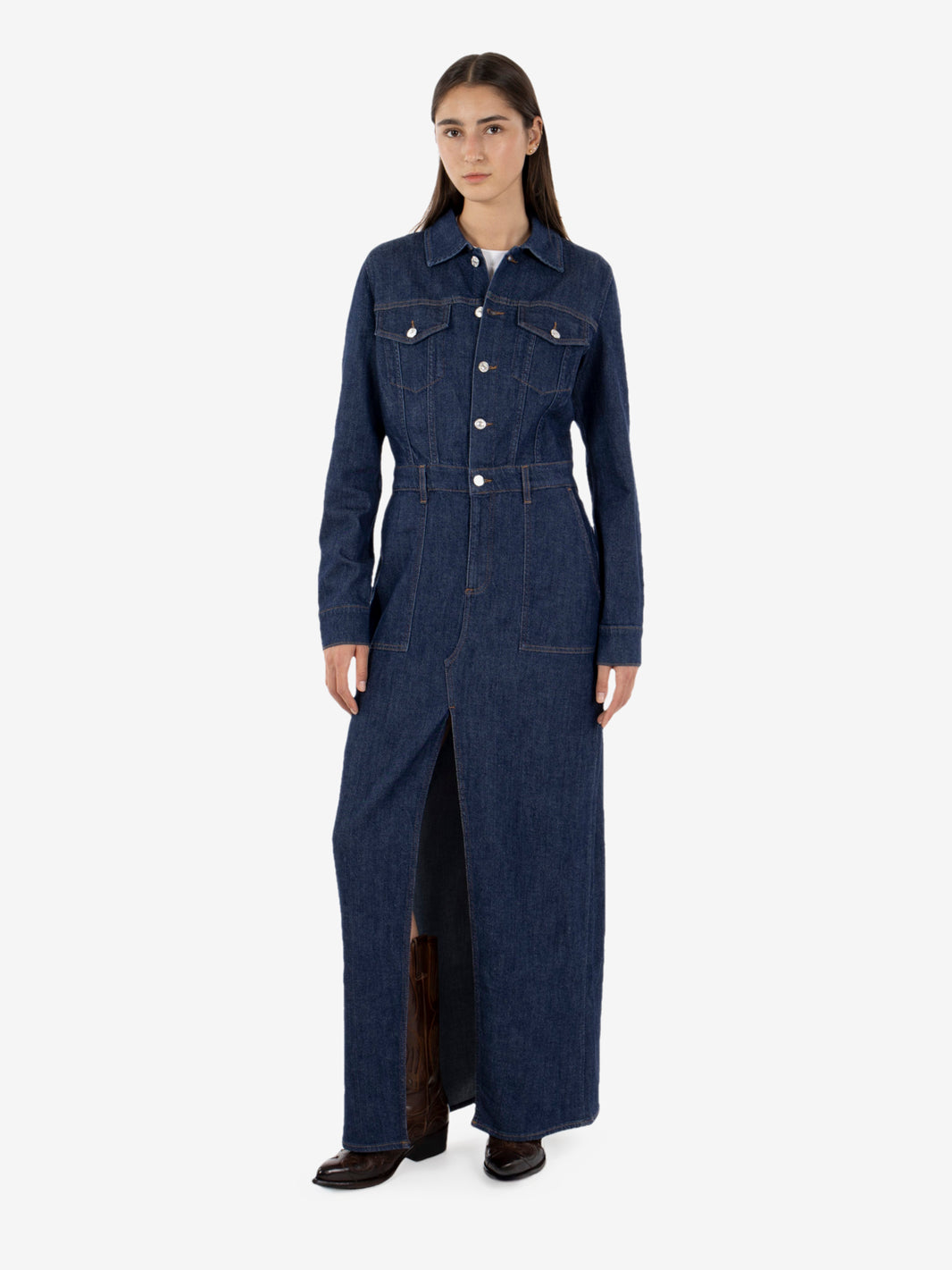 Utility Maxi Dress Halona blue denim