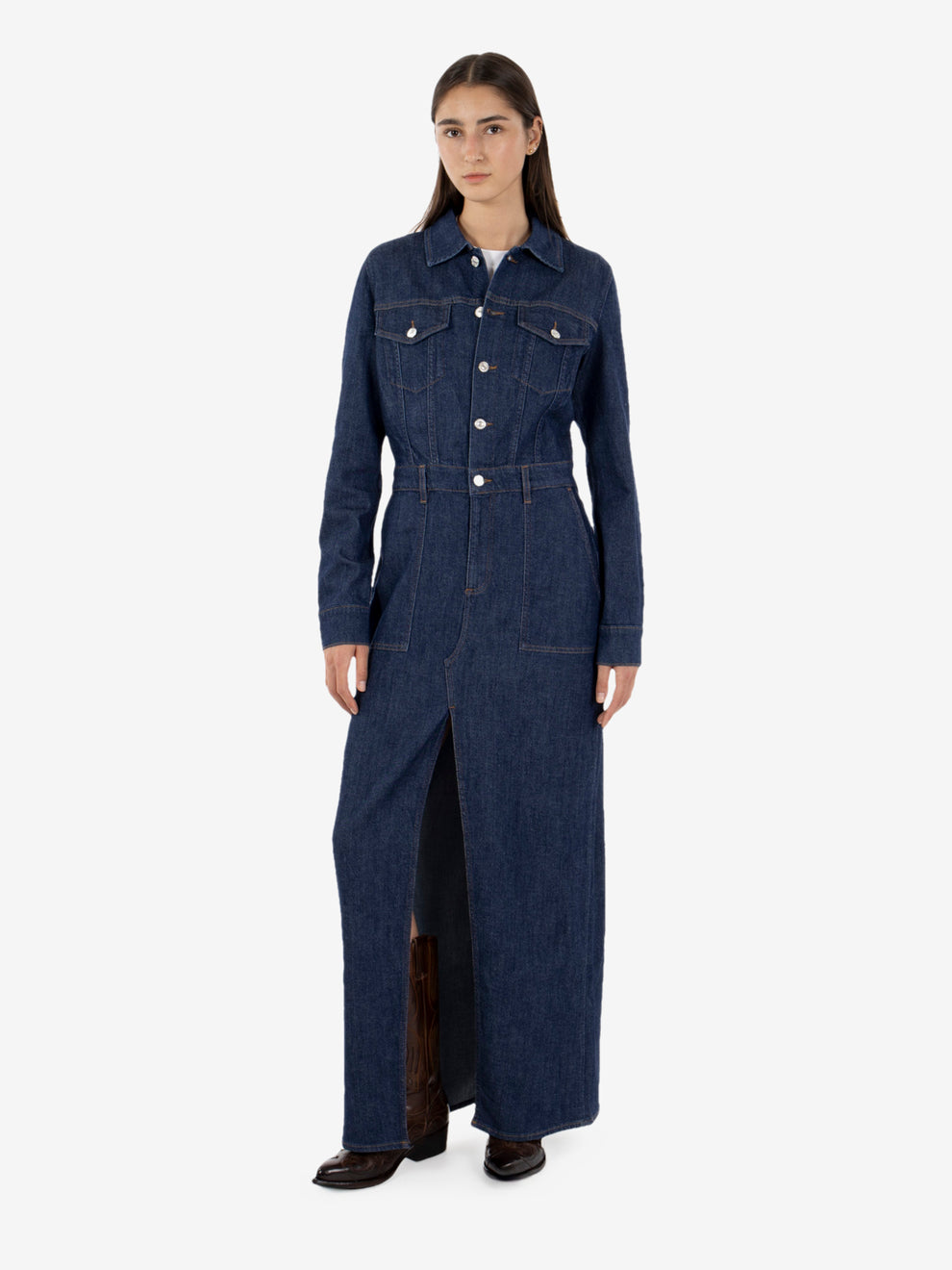 Utility Maxi Dress Halona denim blu