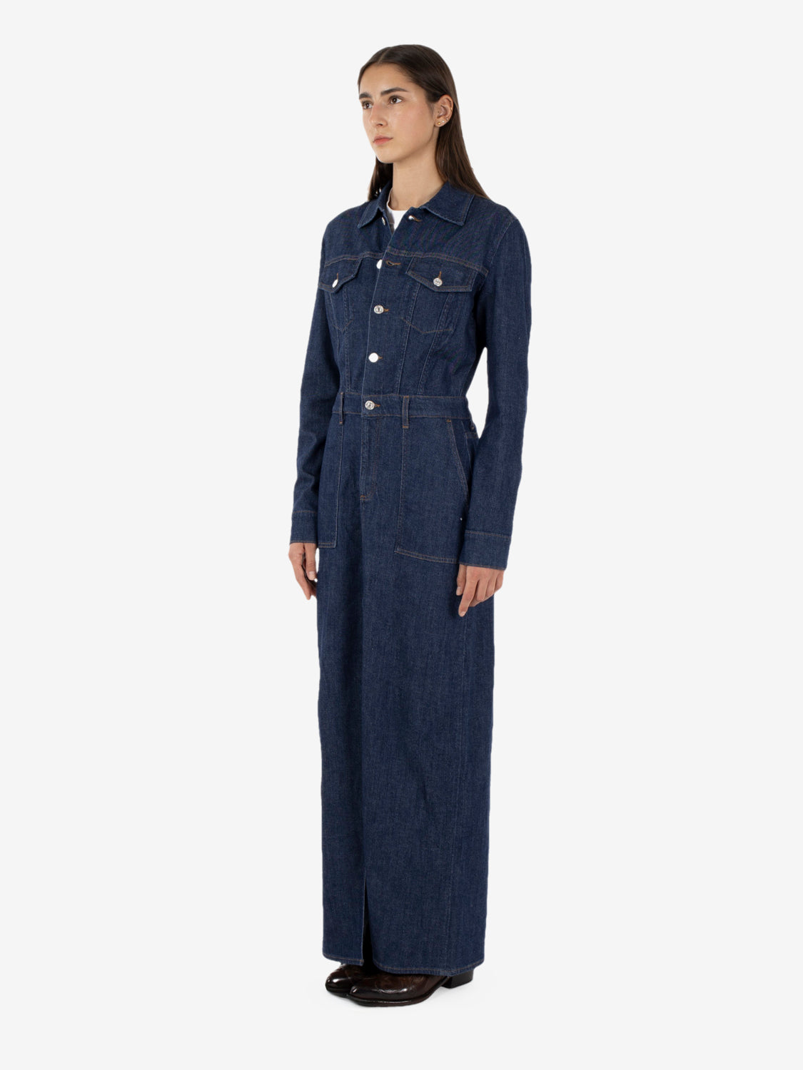 Utility Maxi Dress Halona denim blu