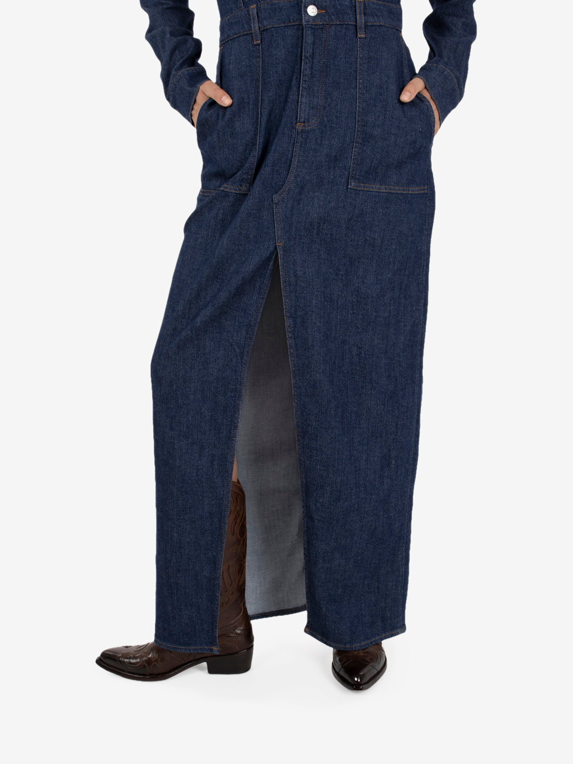 Utility Maxi Dress Halona denim blu