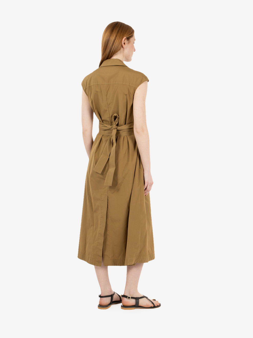Long khaki shirt dress