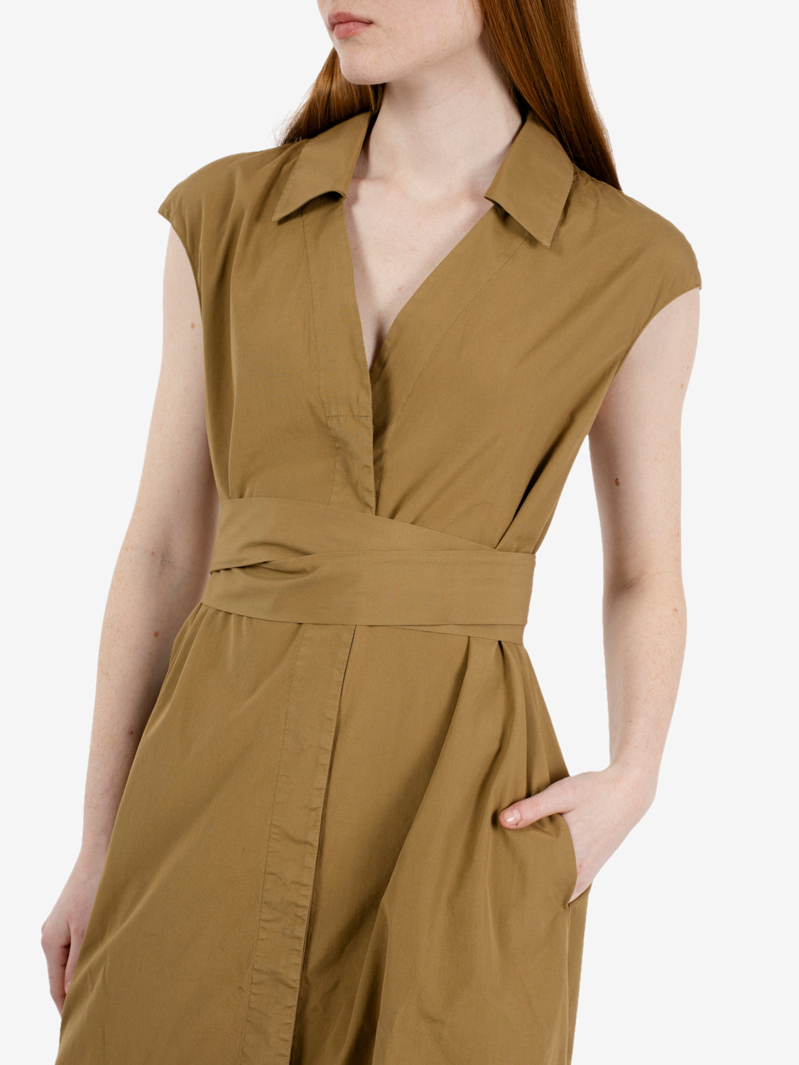 Long khaki shirt dress
