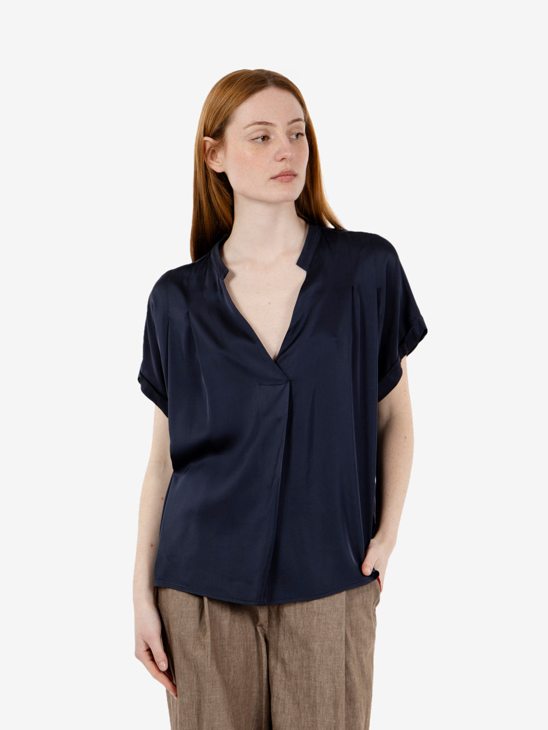 Blue short-sleeved blouse