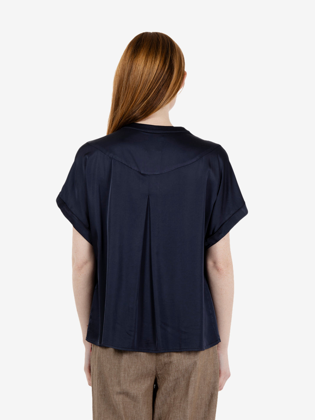 Blue short-sleeved blouse