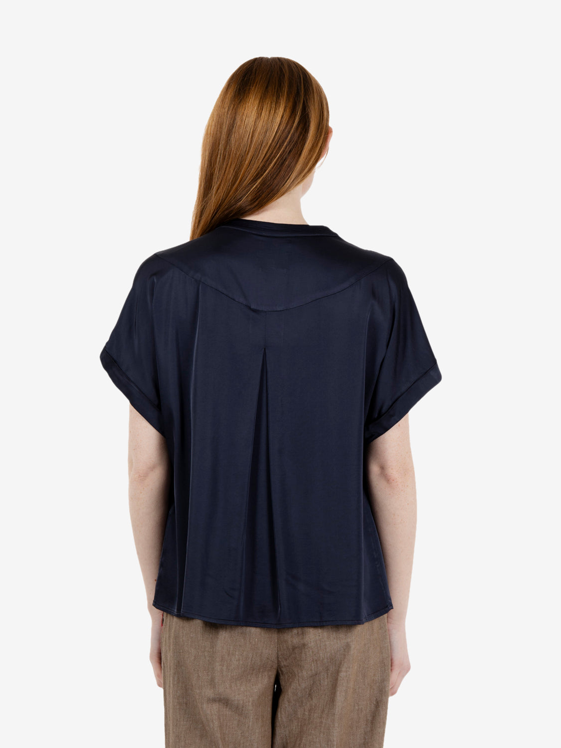 Blue short-sleeved blouse