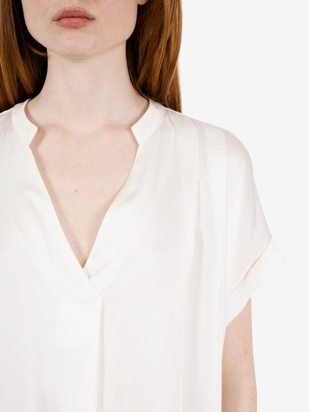Blusa con maniche corte satin bianco