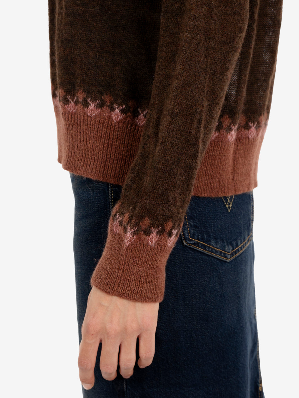 Brown / purple Fair Isle crew neck jumper