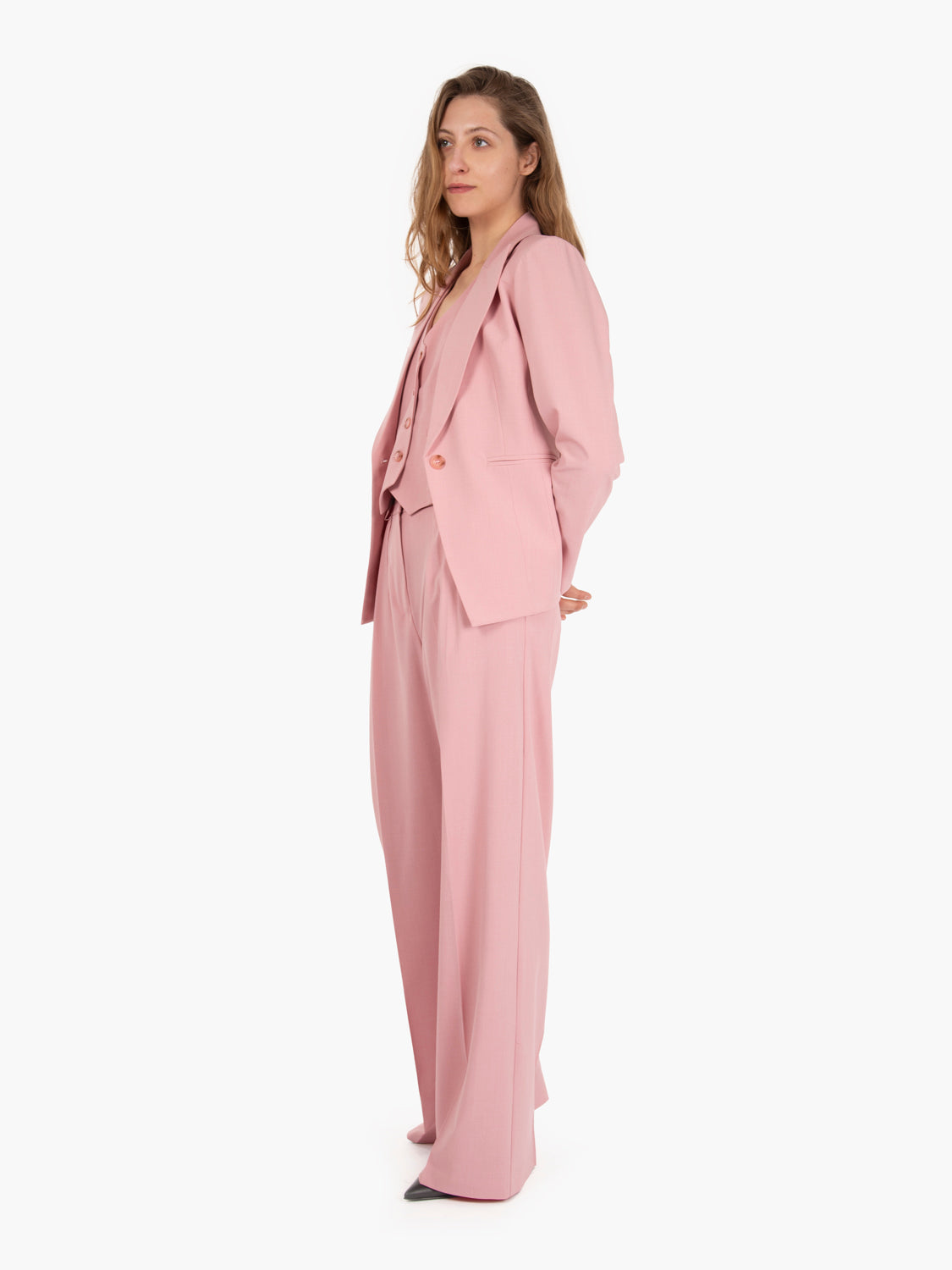 Pantaloni doppia pinces rosa