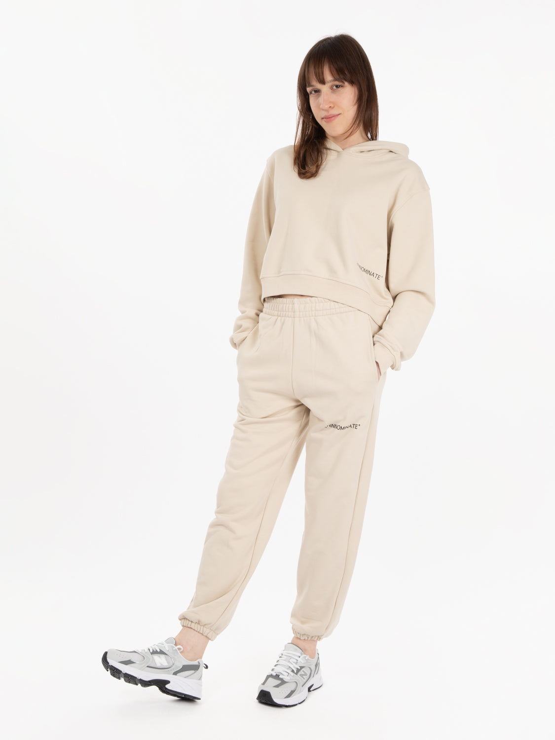Jogger in felpa beige sand