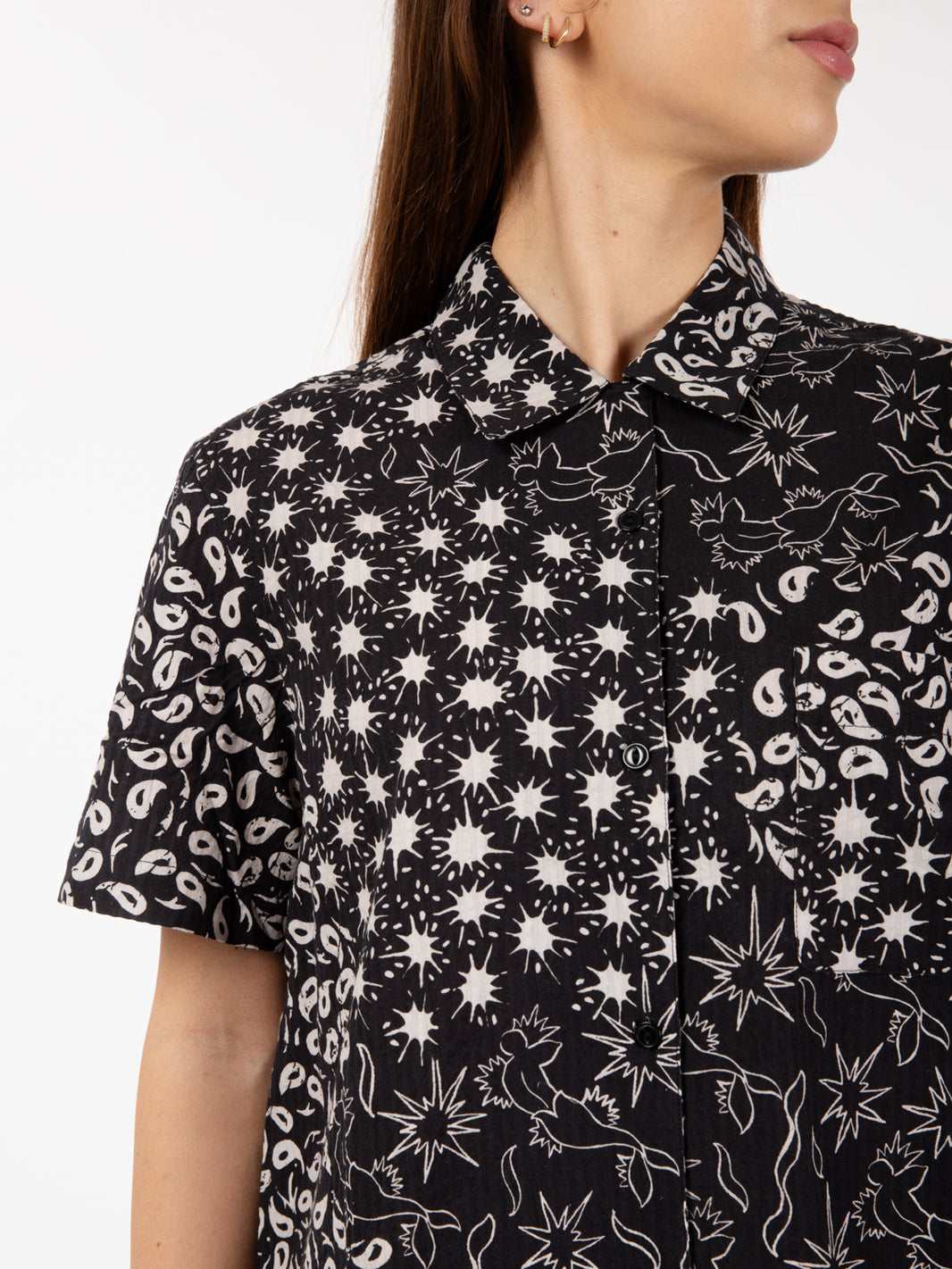 Camicia Vegas short sleeve black / white