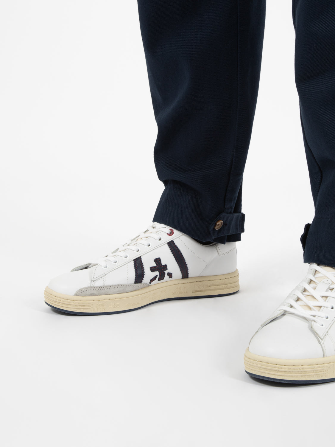 Pantaloni in tela con pinces blu