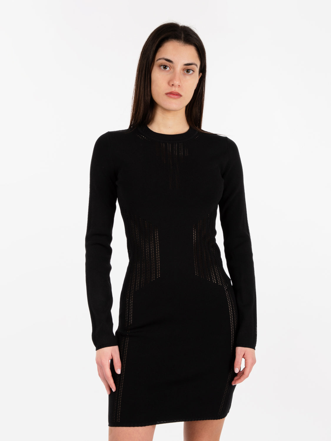 Abito dettagli traforati nero