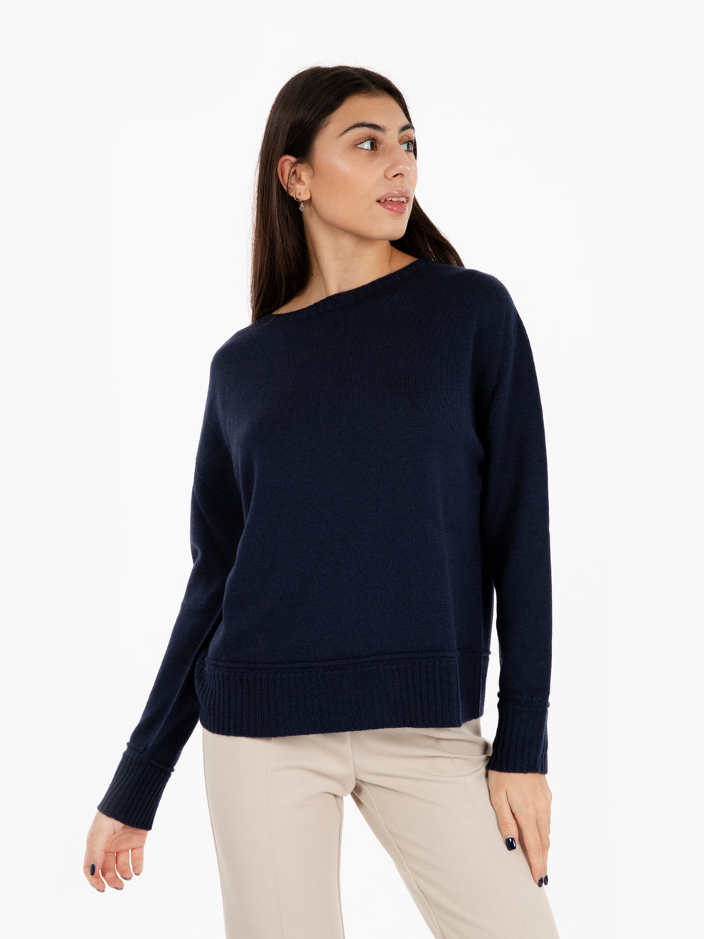 Maglione in lana boxy fit navy