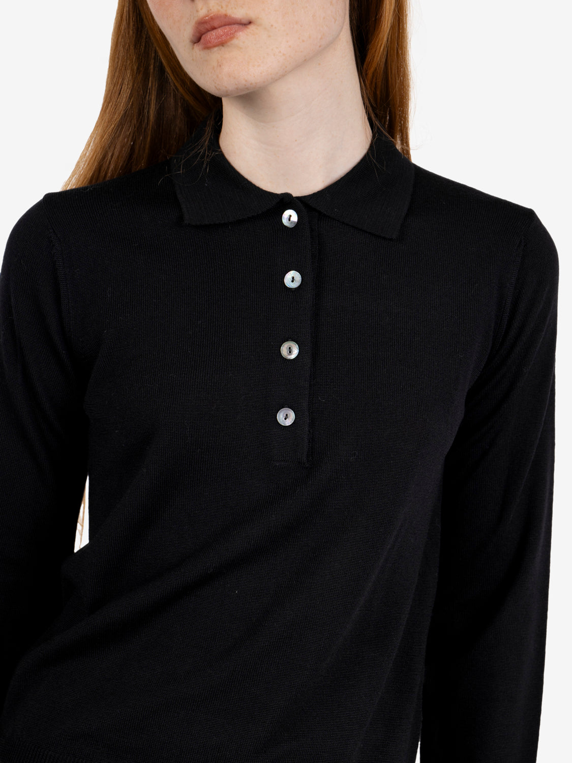 Black wool polo shirt