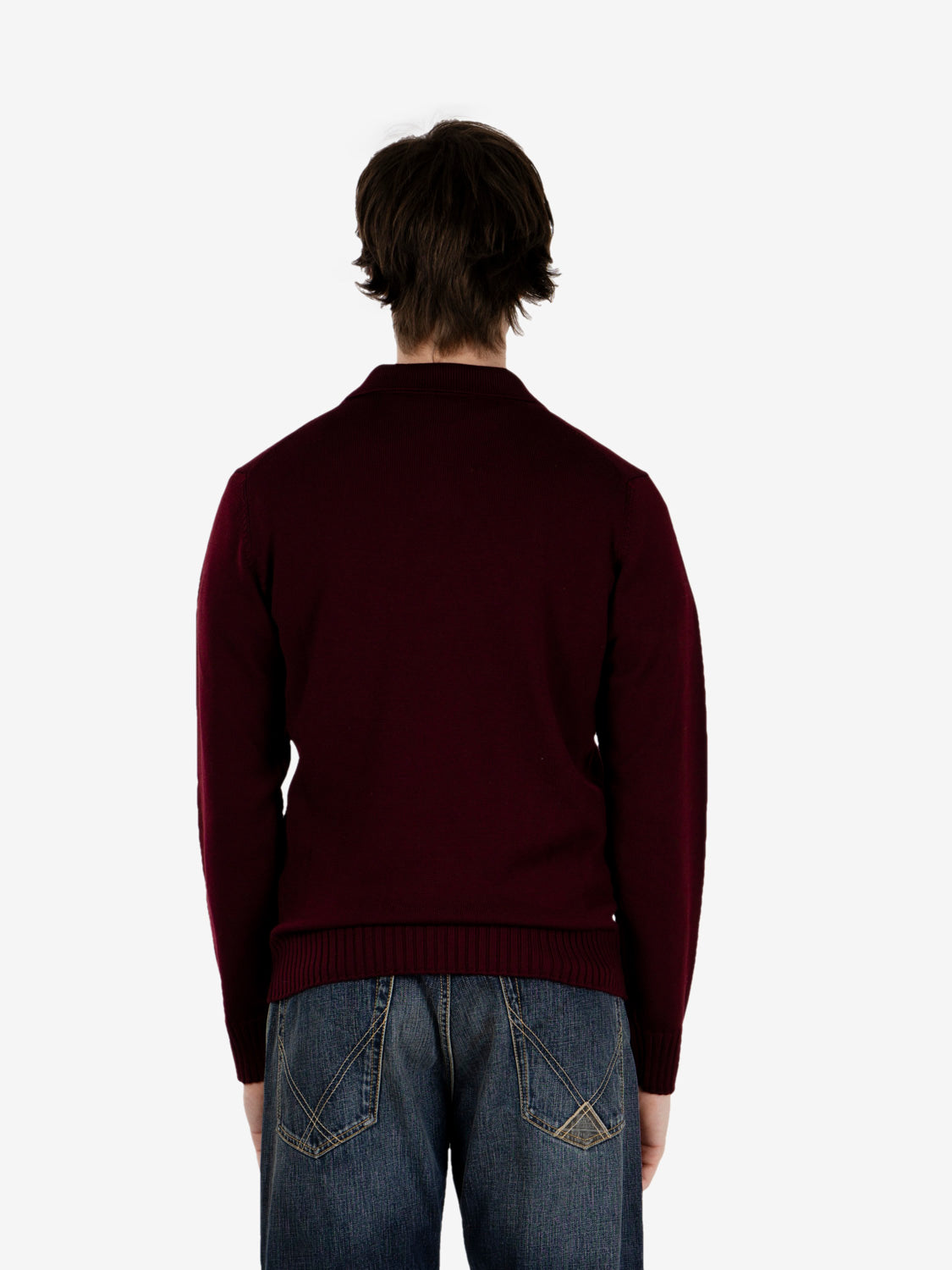 Burgundy bowling collar polo shirt