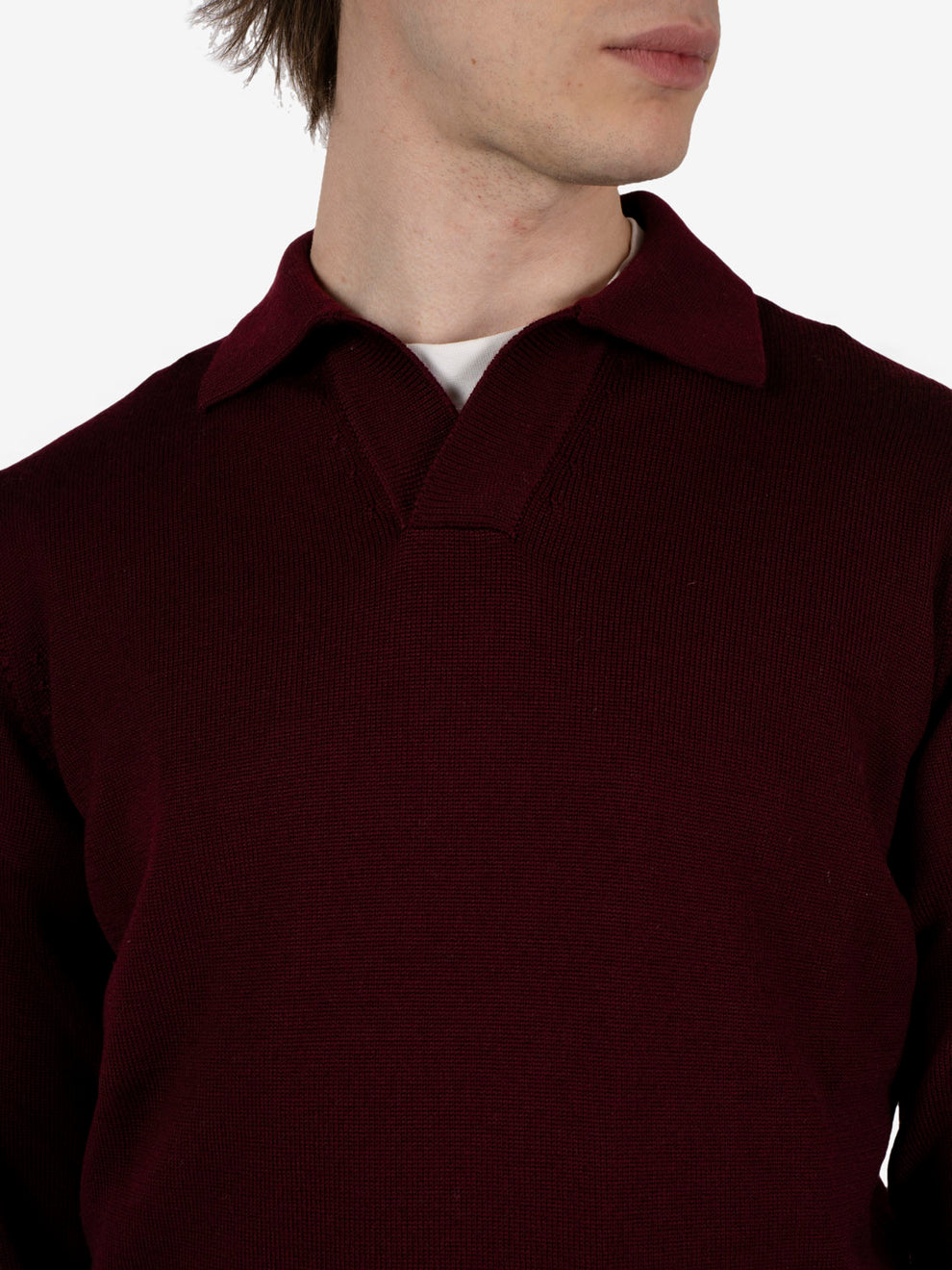 Burgundy bowling collar polo shirt