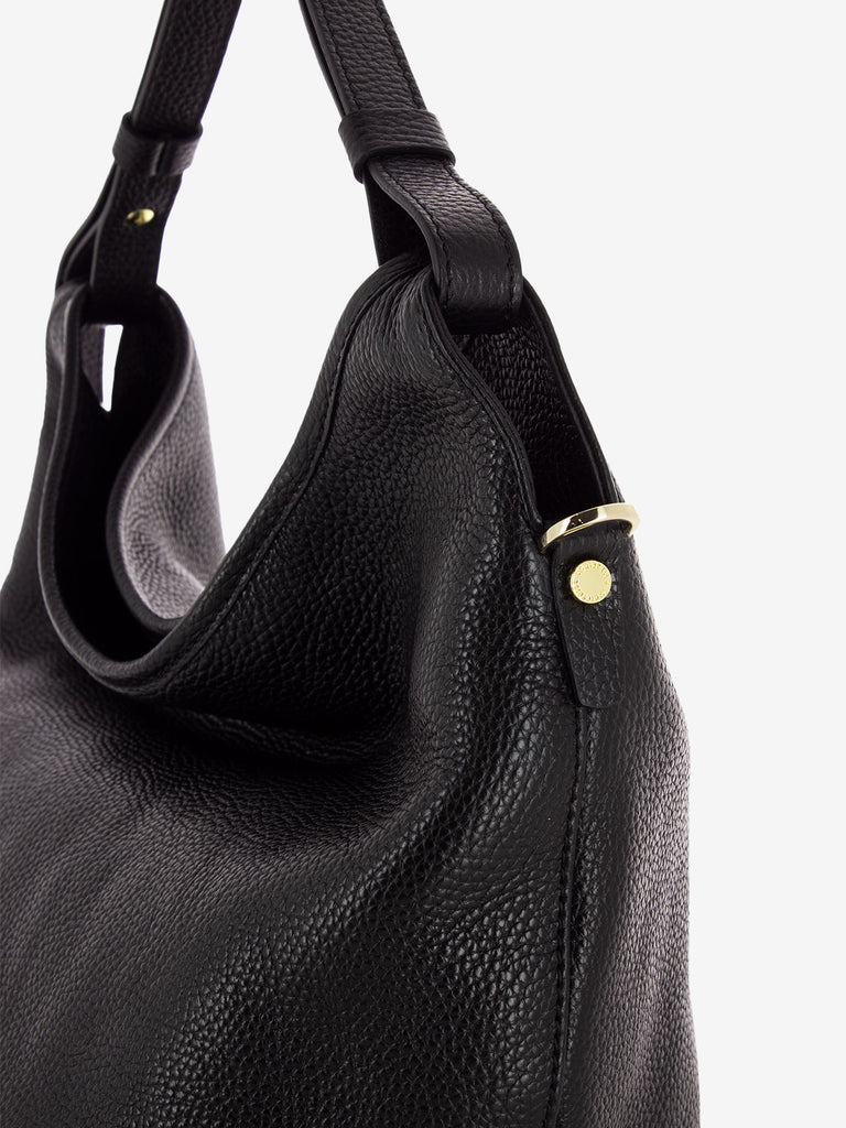 LORISTELLA - Borsa Ingrid small in pelle martellata nera