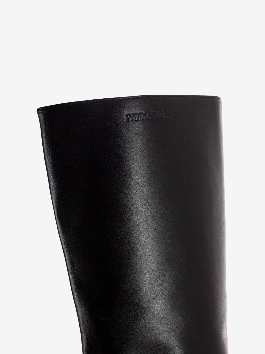 Black leather square toe boots
