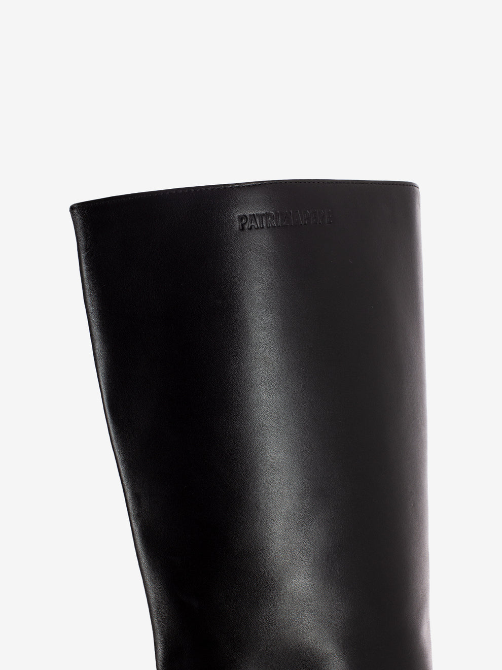 Black leather square toe boots