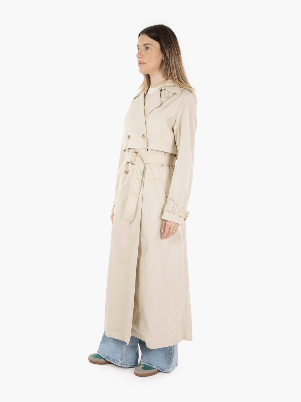 Double breasted trench coat hay
