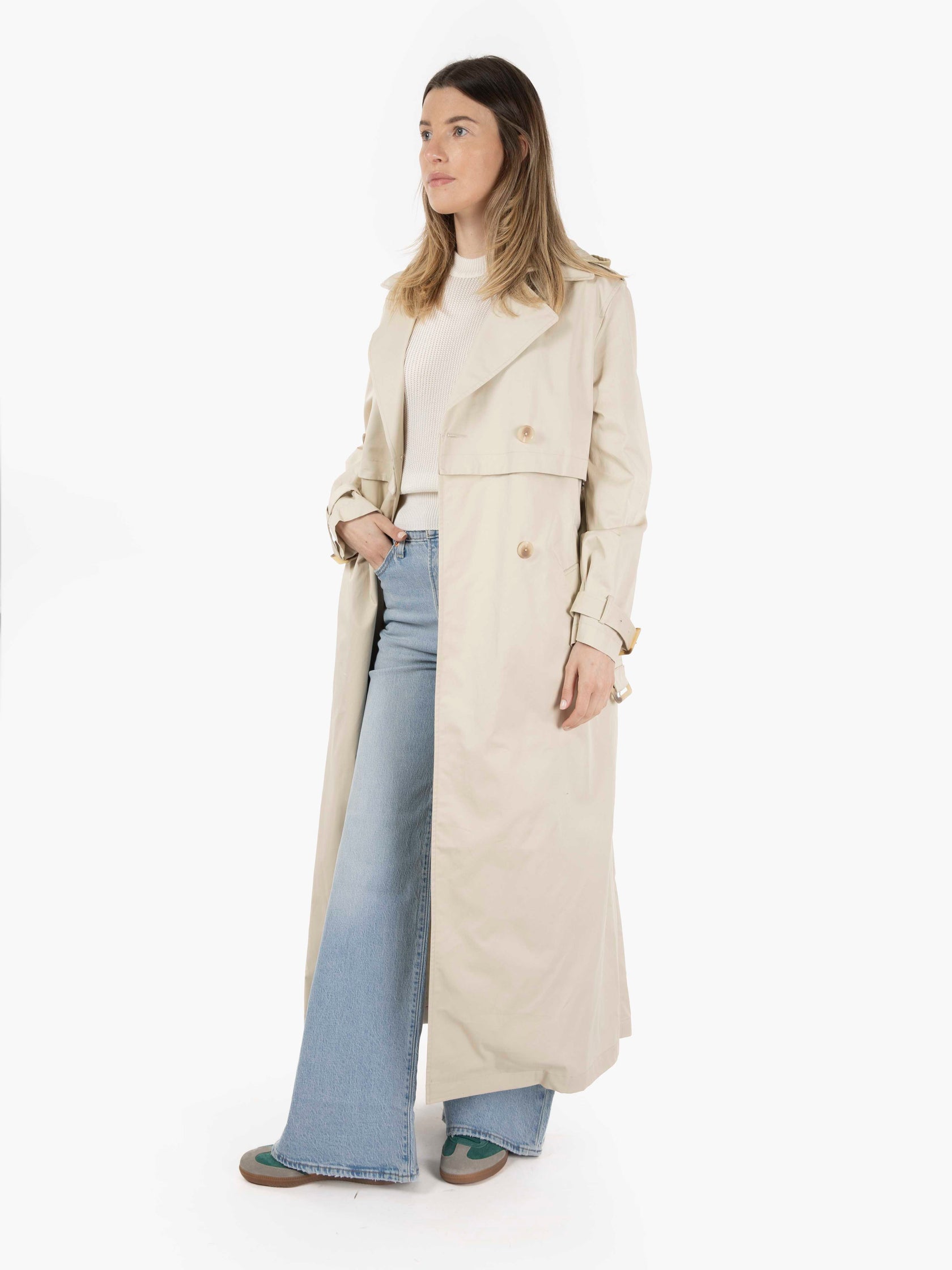 Double breasted trench coat hay