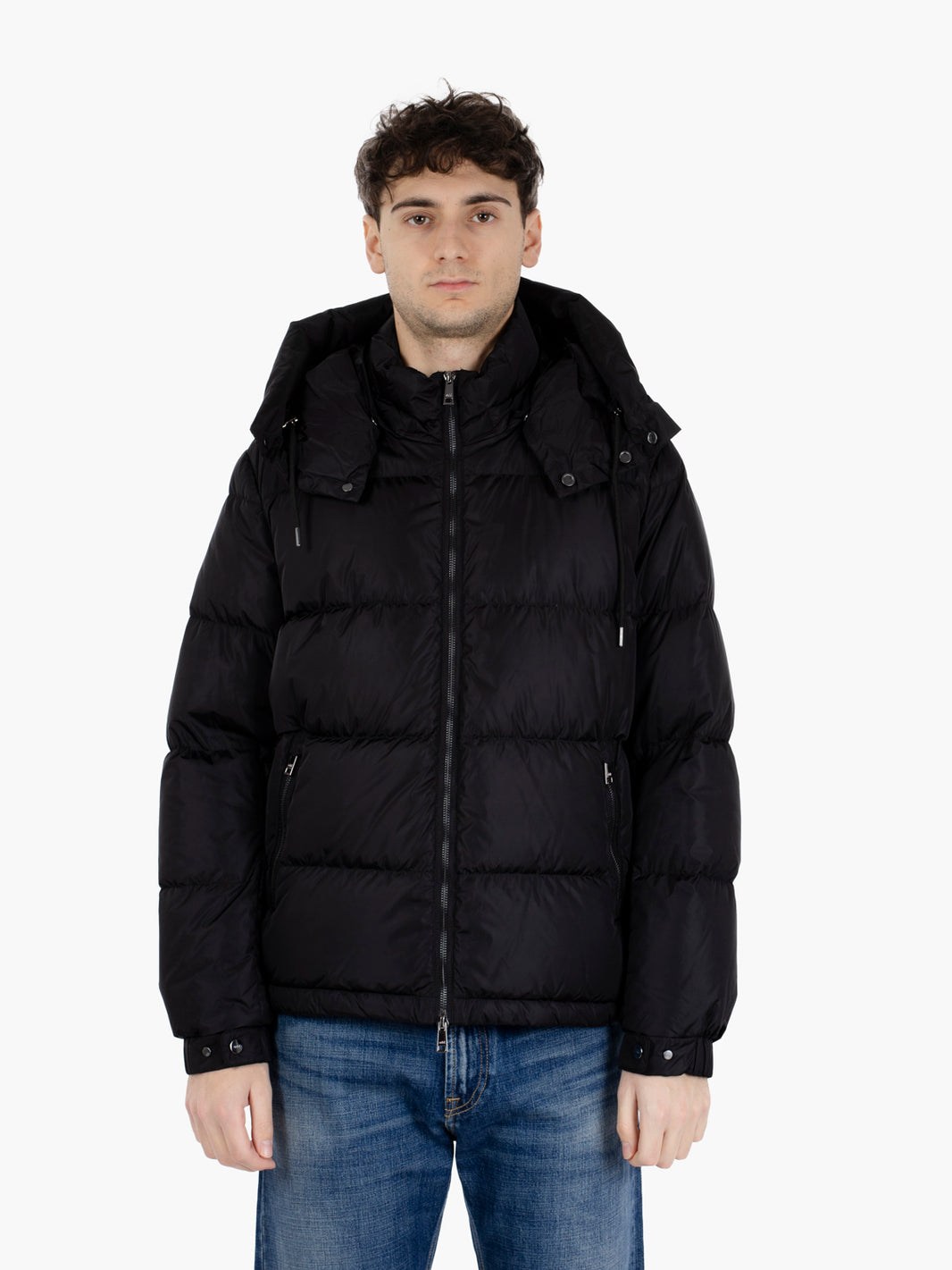 Down jacket con cappuccio black