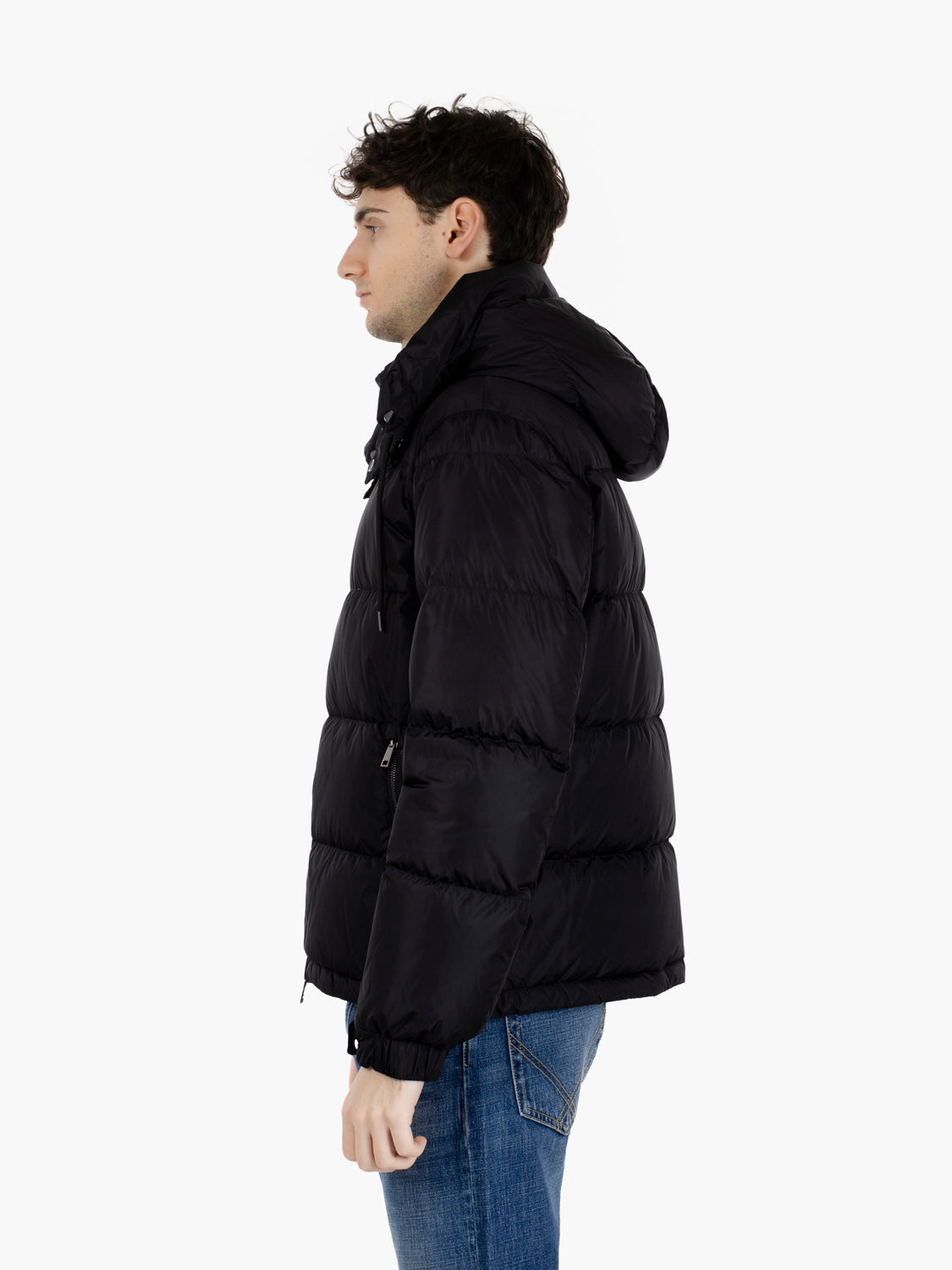 Down jacket con cappuccio black