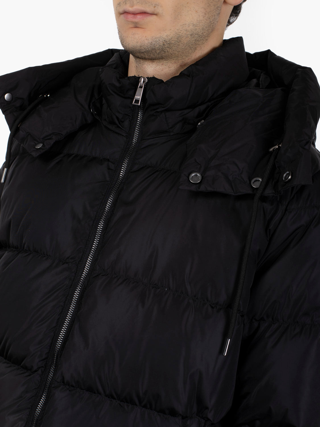 Down jacket con cappuccio black