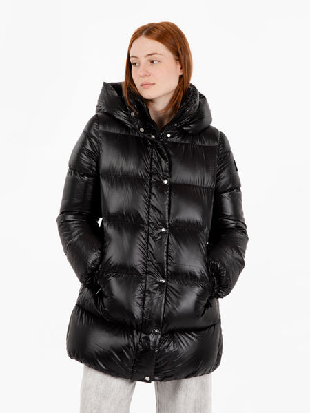 Down jacket detachable hood noir