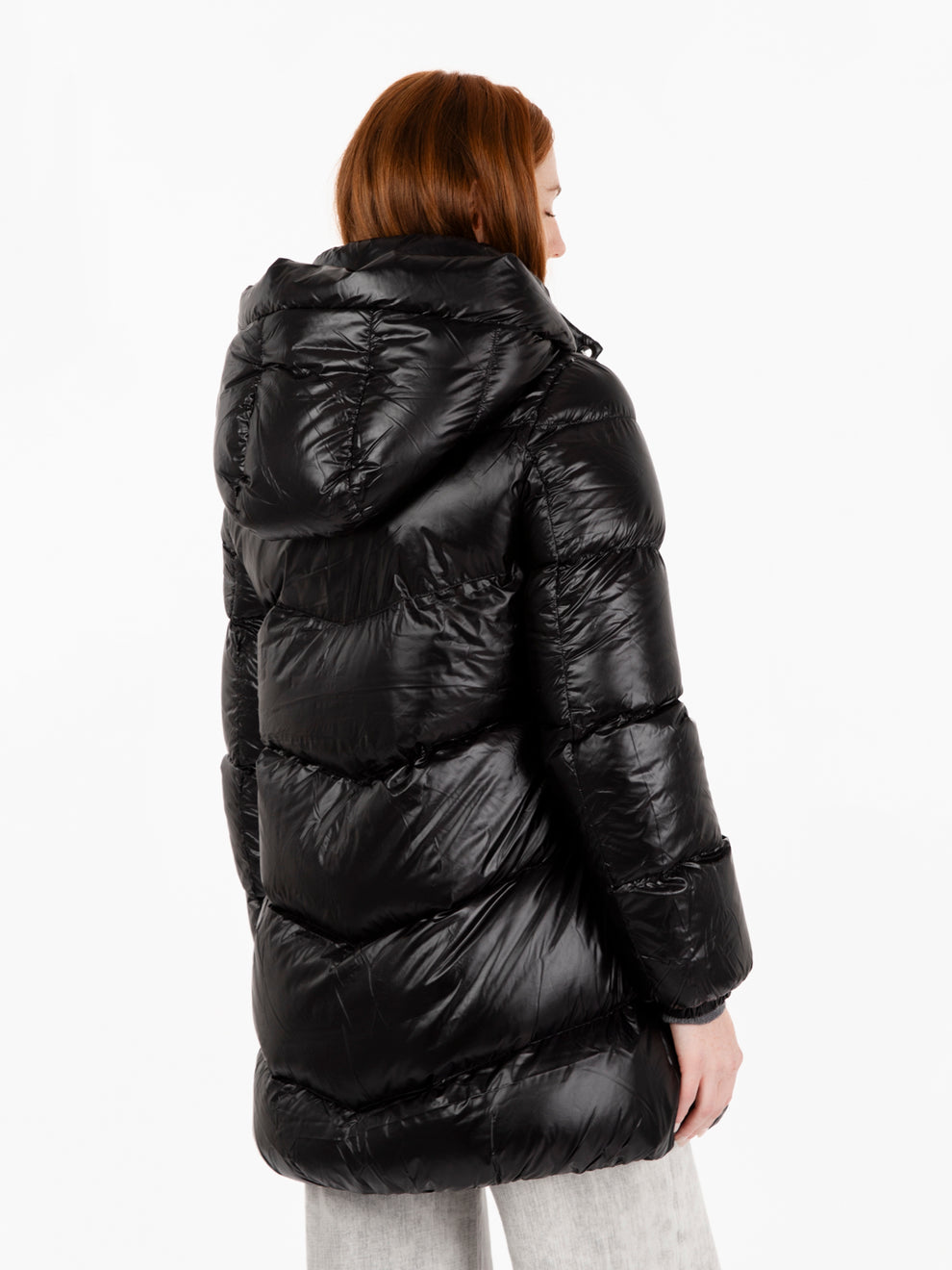 Down jacket detachable hood noir