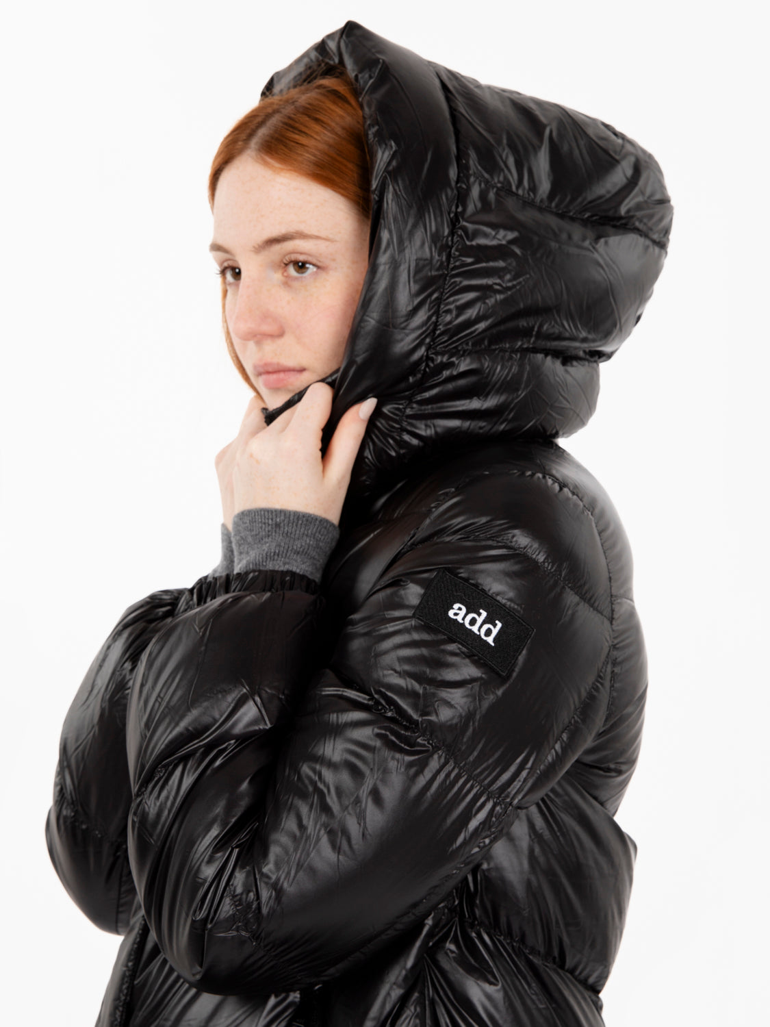 Down jacket detachable hood noir