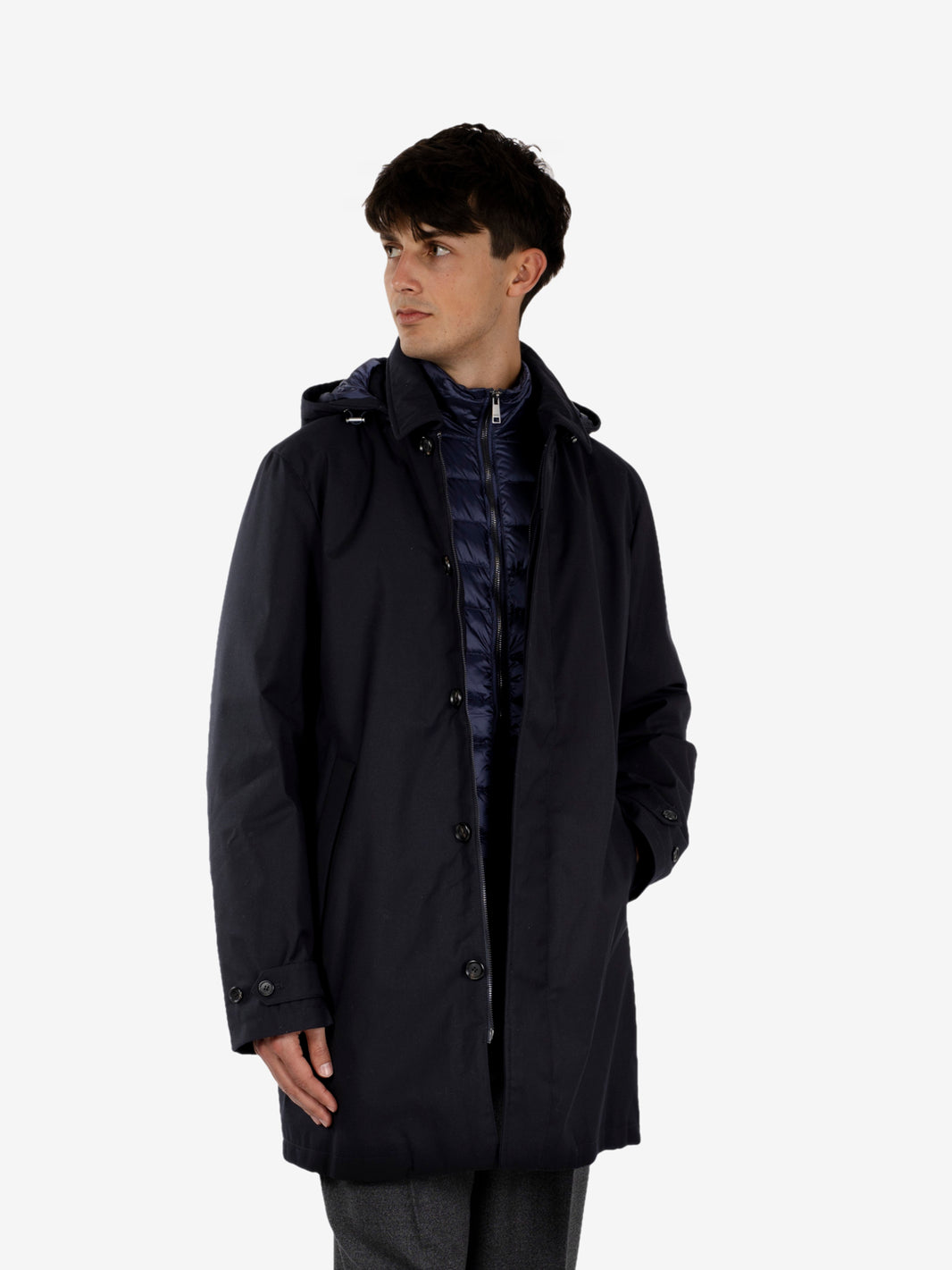 Down Rainproof coat navy blue