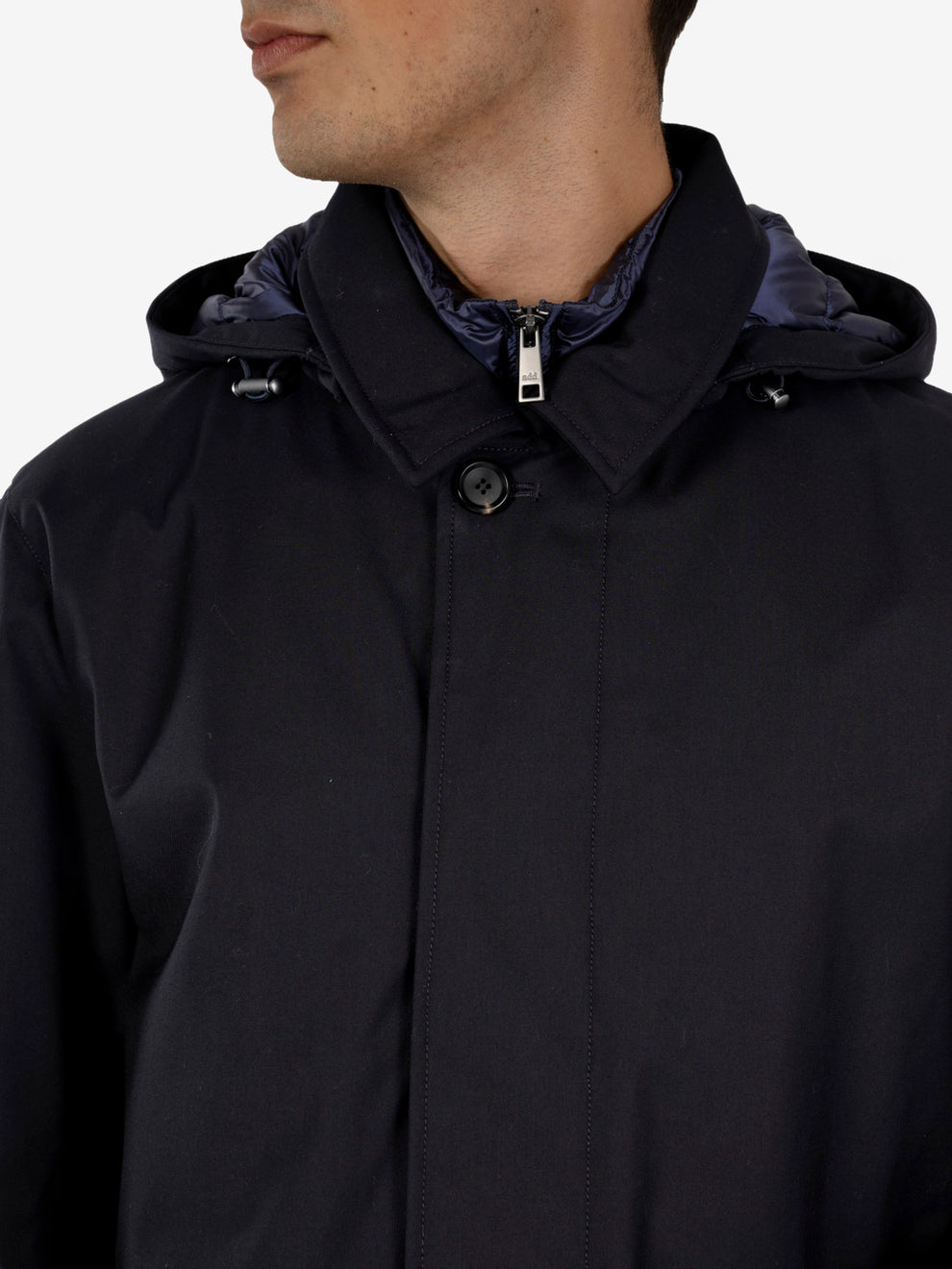 Down Rainproof coat navy blue