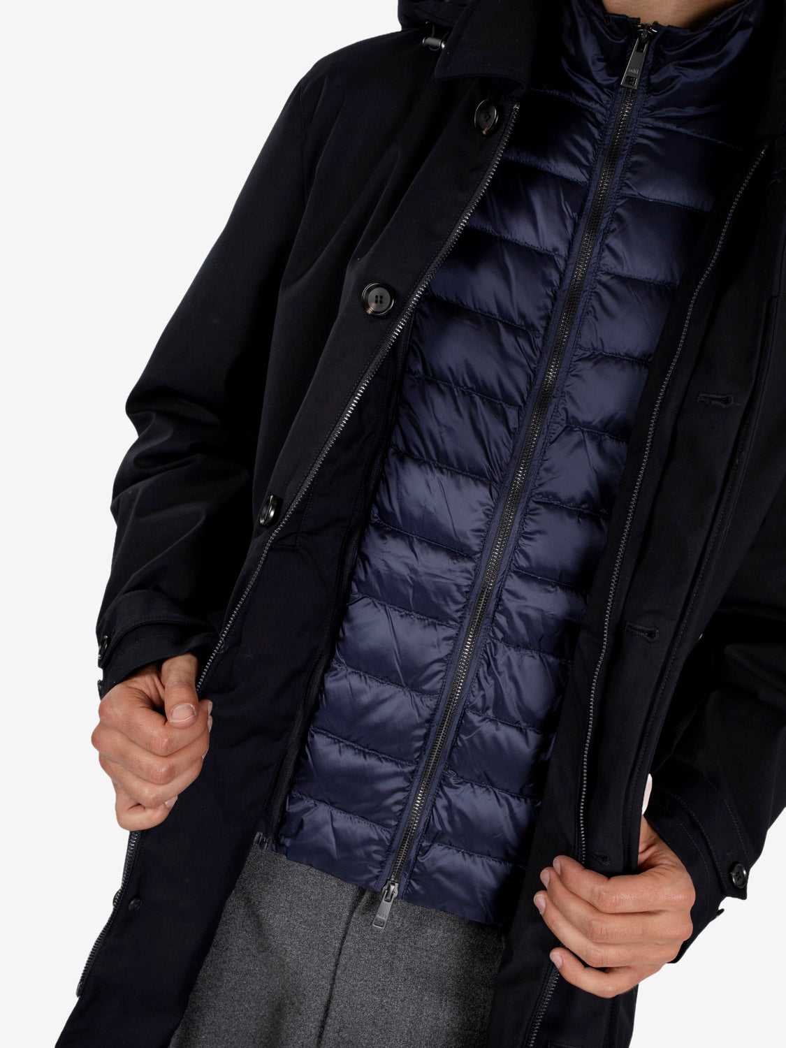 Down Rainproof coat navy blue