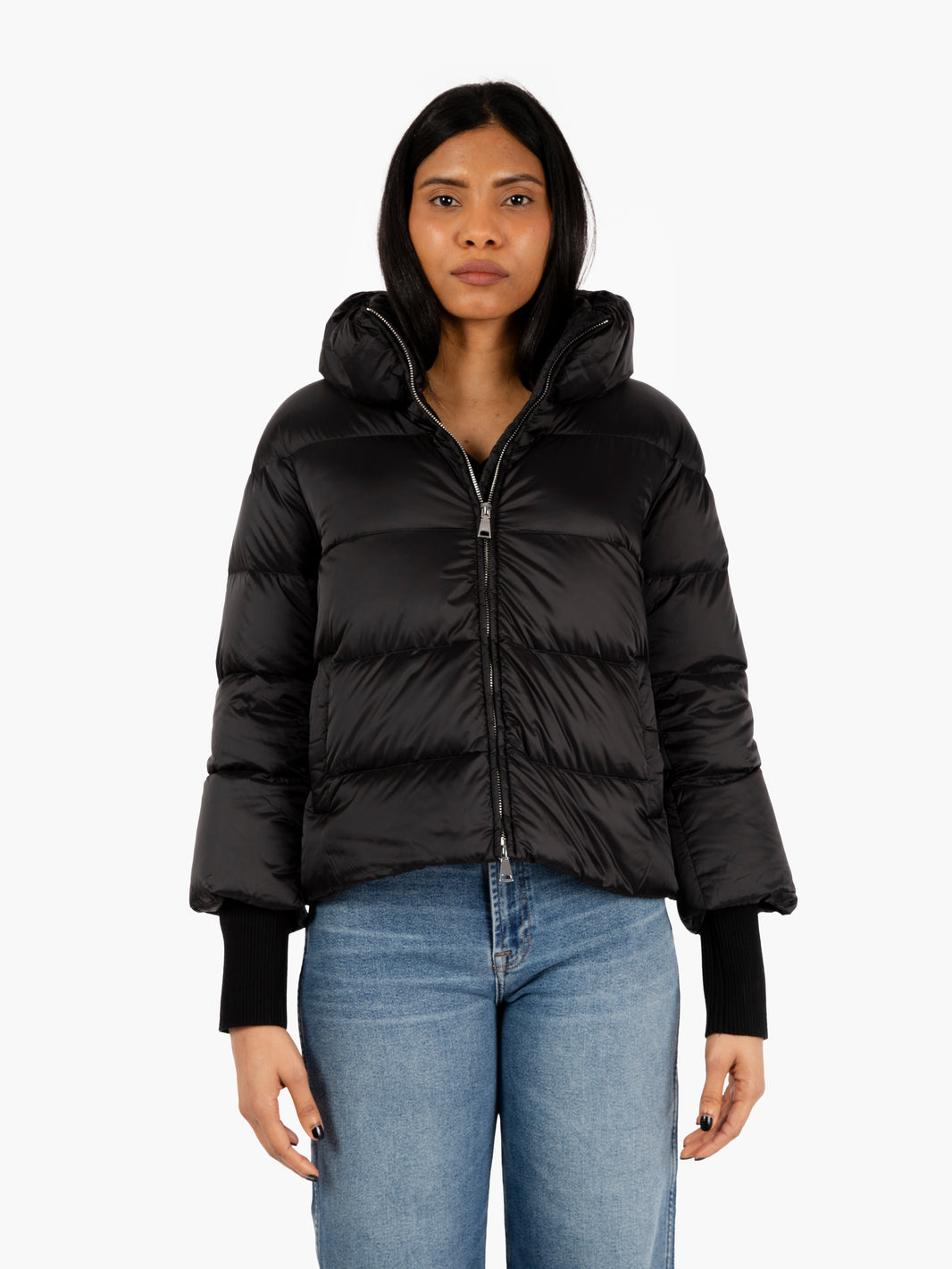 Down short jacket noir