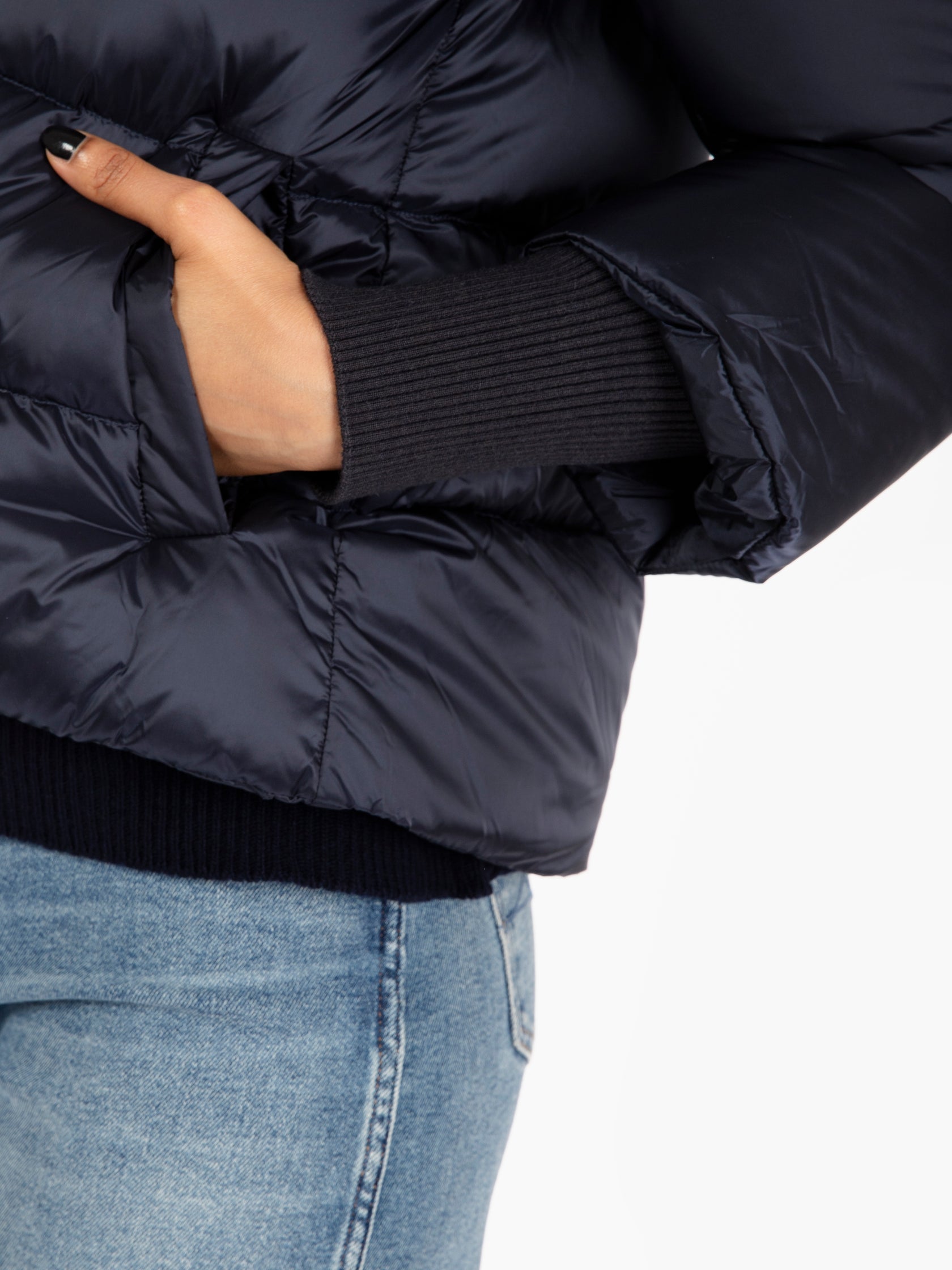 Down short jacket pacific blue