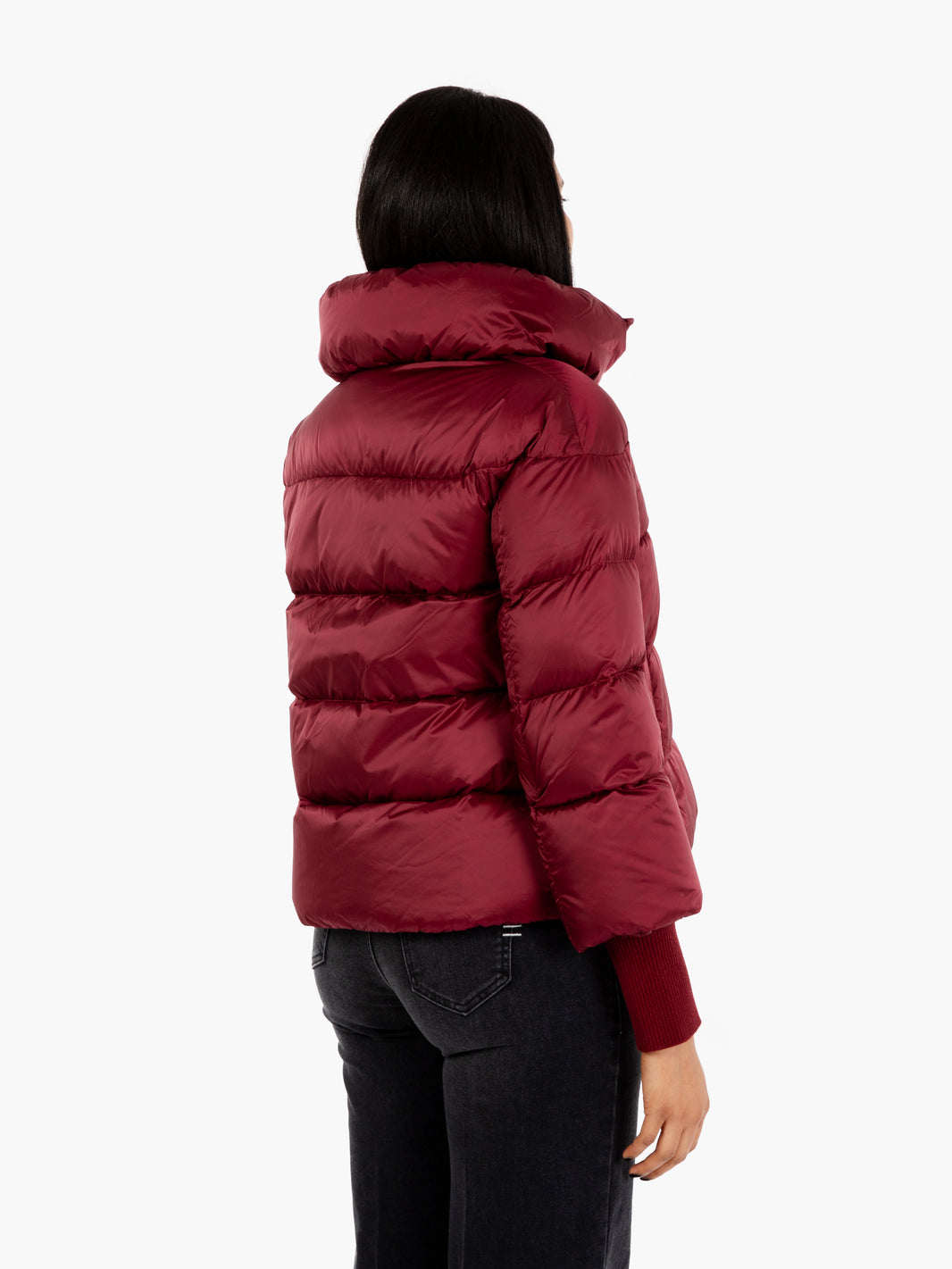 Down short jacket wine