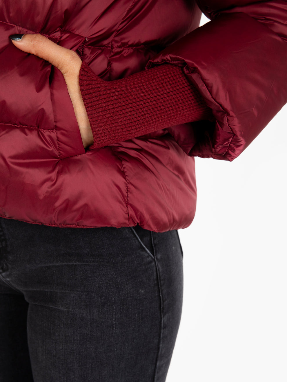Down short jacket wine