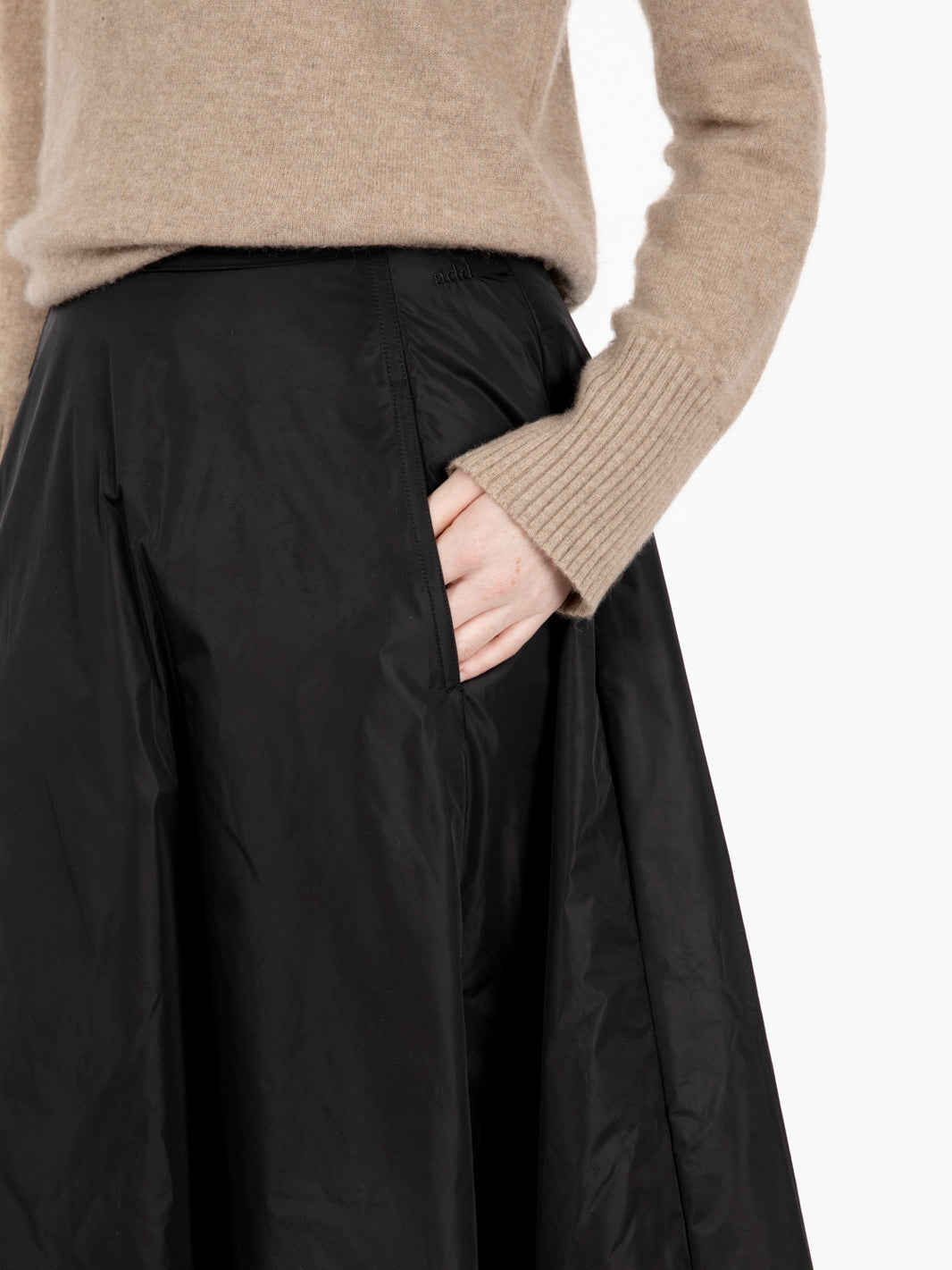 Black padded midi skirt